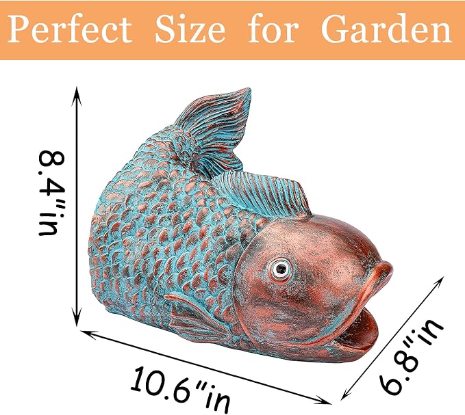 Teaeeno Fish Gutter Downspout Extension Decoration, 3''x4'' Downspout Extender Diverter Splash Block Sculpture Outdoor Decor, Animal Resin Statue Ornaments, for Garden, Lawn, Yard (Blue)