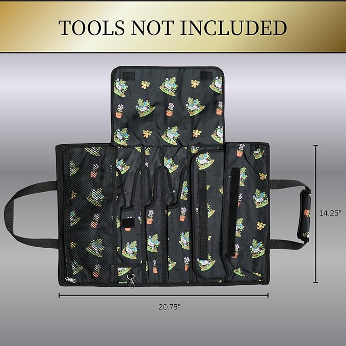 Garden Tool Bag, Roll-Up Garden Tool Holder with Deep Pockets | 900D Polyester Heavy Duty Gardening Tote | Compact Washable Organizer for Tools, Seeds, and Essentials (Tools Not Included)