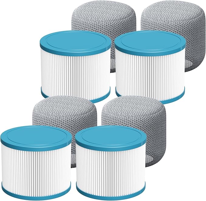 LINNIW Spa Hot Tub Filter Replacement: Compatible with All RELXTIME ALEKO Wejoy Co-z Spa Wave Spas CleverSpa Inflatable Hot Tubs Pool High-Efficiency Screw-in Filters(4 Filters + 4 Filter Covers)