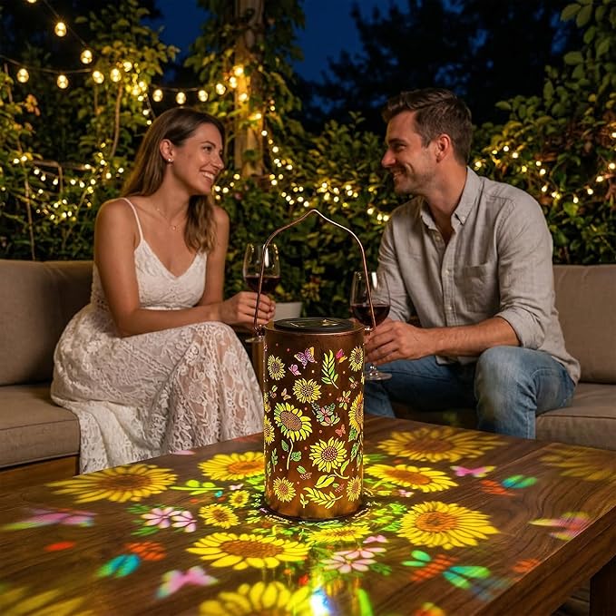 Colorful Solar Lanterns Outdoor Waterproof, Sunflower Birthday Gifts for Women Mom Grandma, Garden Hanging Solar Lantern Lights for Patio