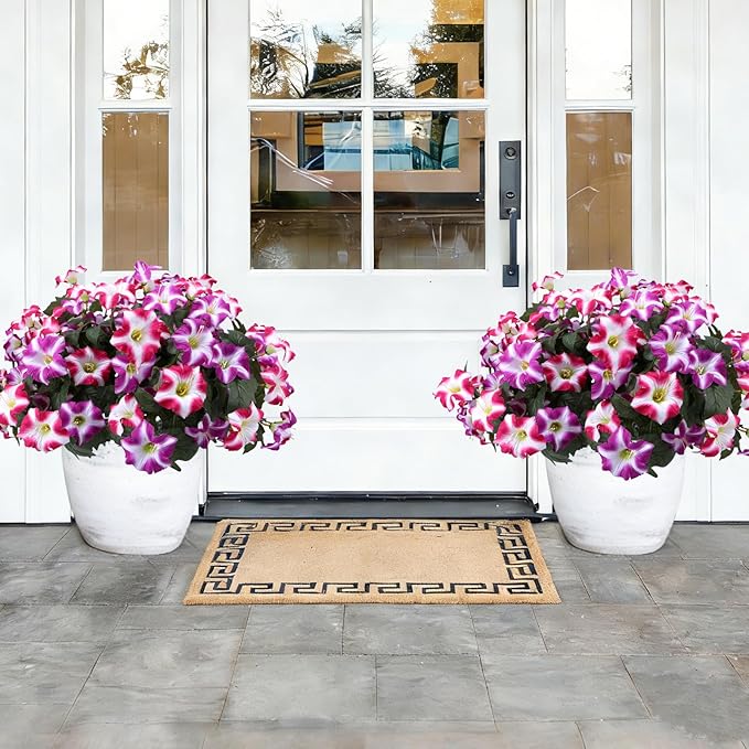 Geegoods Artificial Flowers Plants for Outdoors, 8 Bundles UV Resistant Fake Faux Petunias for Outdoor Planters Patio Front Porch Balcony Garden Decor