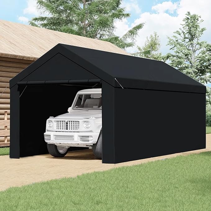 Caravan Canopy Car Tent Sidewalls for Carport, Garage & Shed, Domain, 10 x 20 Ft, Black (Roof and Canopy Not Included) - Portable Vehicle and Motorcycle Shelter - Large Outdoor Storage