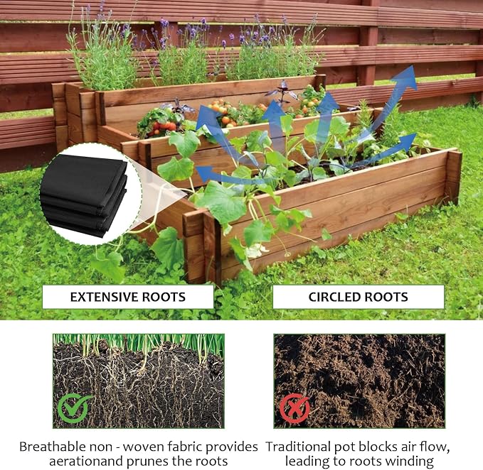 2 Pack 63"x83" Heavy Duty Non Woven Raised Garden Bed Liner, Cuttable Reusable Planter Box Liner