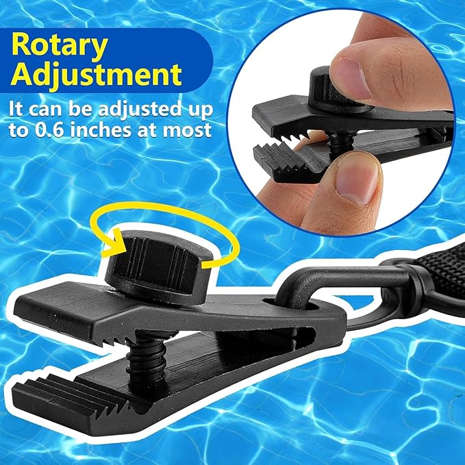 codree 36 Pcs Pool Solar Cover Reel Attachment Kit, Inground Swimming Pool Solar Cover Straps and Clips, Solar Blanket Strap Kit Including 12 Straps with Hooks, 12 Clips and 12 Touch Fastener (Black)