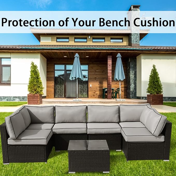 14Pieces Patio Cushion Covers Replacement Outdoor Couch Covers Splashproof UV-Resistant Furniture Cushion Sofa Slipcovers Set with Zippers,Cover Only 25.6x25.6x3.9inch