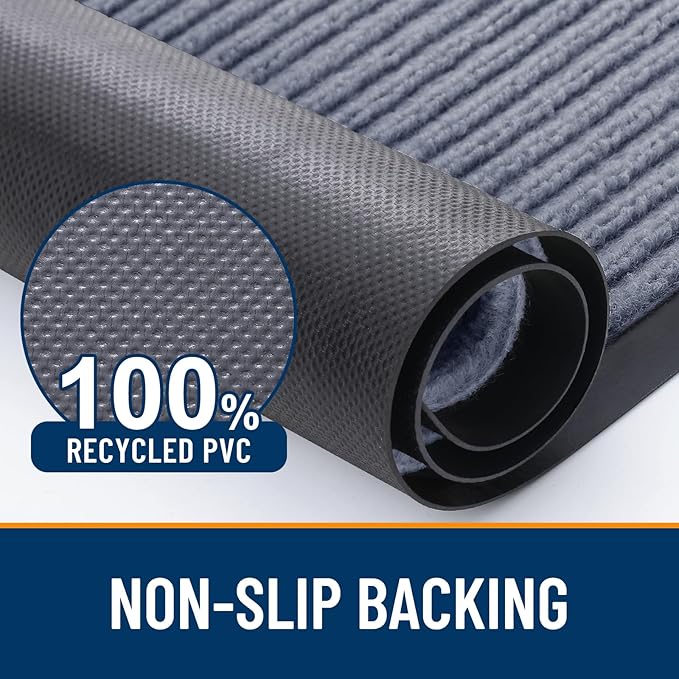 OLANLY Front Door Mat Indoor Outdoor Entrance, 2-Pack 33 x 21 Inch, Waterproof Heavy Duty Doormat, Fade Resistant, Low Profile, Easy Clean Patio Porch Welcome Floor Mats for Entry, Ash Grey