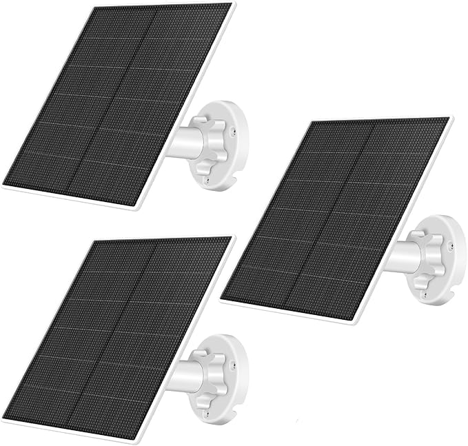 Solar Panel Charger for Security Camera Outdoor, 5W Solar Panels with Micro USB & USB C Adapter for DC 5V Rechargeable Battery Camera, IP65 Waterproof, 360°Adjustable Mounting, 9.8 Ft Charging Cable