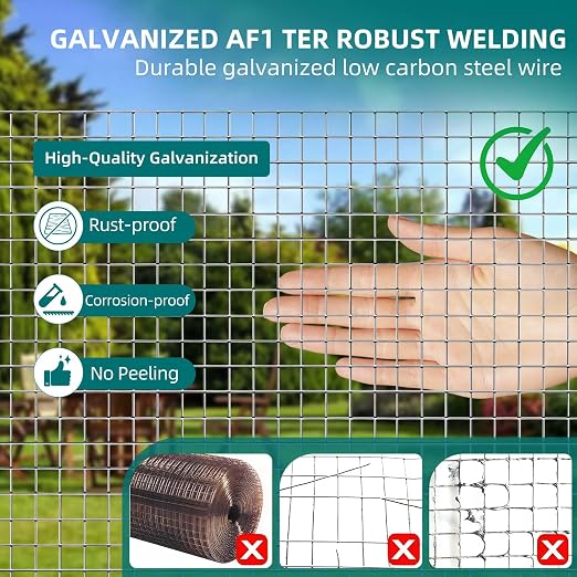 Hardware Cloth 1/2 inch 36in X 100ft Galvanized Welded Wire Mesh Roll, 19 Gauge Chicken Wire Fence, Snake Gopher Barrier Garden Fencing Rabbit Cage Netting