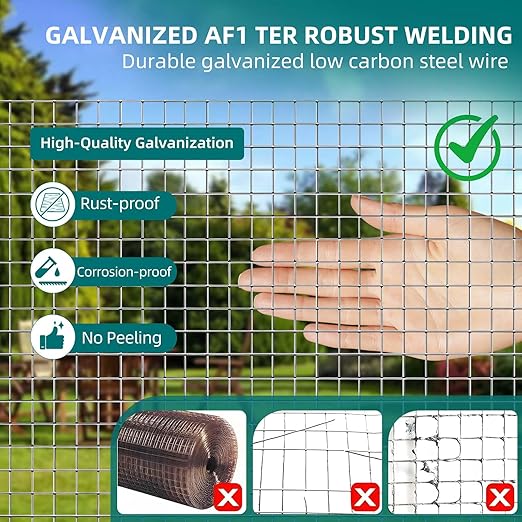 Hardware Cloth 1/2 inch 24in X 100ft Galvanized Welded Wire Mesh Roll, 19 Gauge Chicken Wire Fence, Snake Gopher Barrier Garden Fencing Rabbit Cage Netting