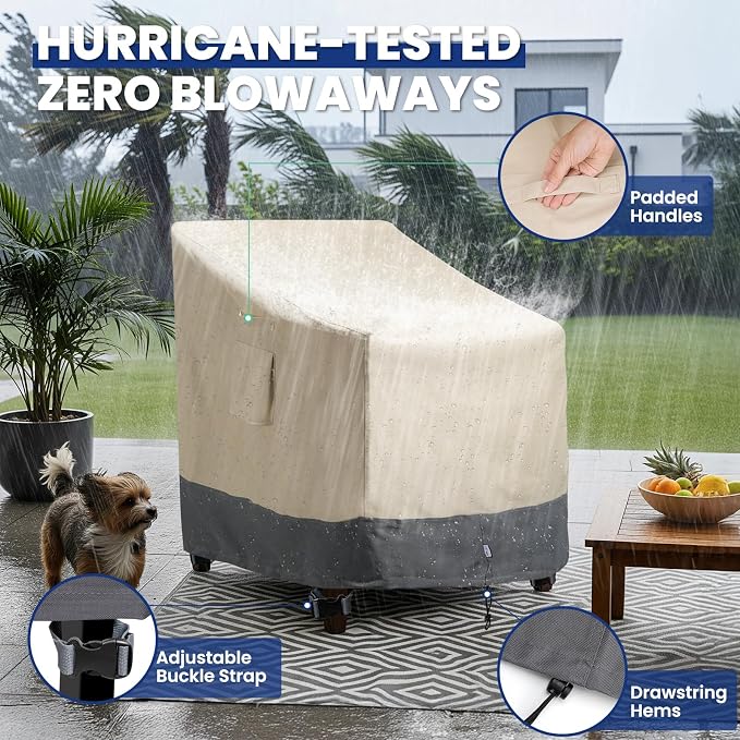 Extra Heavy Duty Outdoor Chair Covers Waterproof - 2 Pack Patio Furniture Covers for Outdoor Swivel/ Rocking Chair/ Adirondack Chairs - Outdoor Seat Cover with Air Vents, 33"W x 35"D x 38.5"H