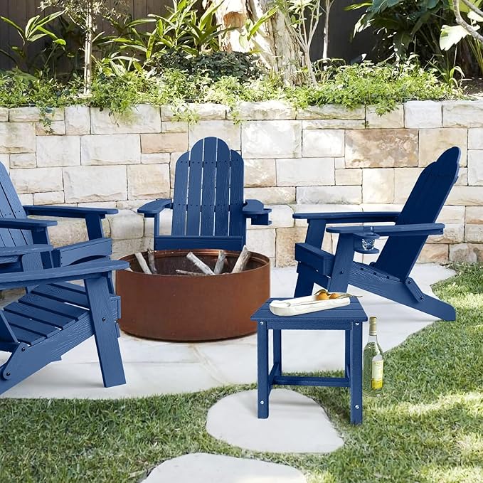 GARDENSTAR Adirondack Square Side Table,one-Tier Outdoor end Table, Patio Side Table for Pool,Porch,Backyard,Relaxing Companion (Blue)