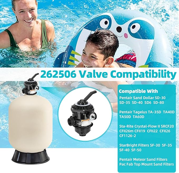 262506 1-1/2-Inch 6-Way Clamp Style Valve Compatible with pentair 262506 Multiport Valve,Fit for Tagelus/Sand Dollar/Meteor Pool and Spa Sand Filter