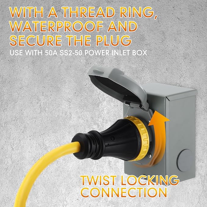 Tellegloww 6FT NEMA L14-30P to SS2-50R RV Marine Power Generator Adapter Cord, 30A 4 Prong Locking Generator L14-30P Male to 50A Marine Shore Power SS2-50R Female with Locking Ring 125V/250V