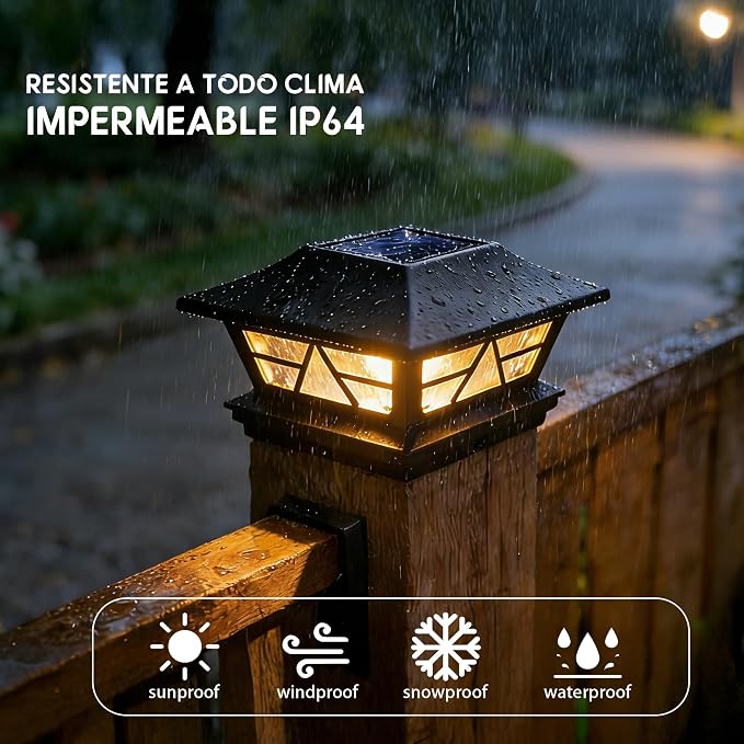TW SHINE 2 Pack Solar Outdoor Fence Post Lights, 2 Modes Post Cap Lights Waterproof Color Changing Warm White/Cool White for Yard, Garden, Porch, Patio Decor, for 4x4 5x5 6x6 Wood Posts