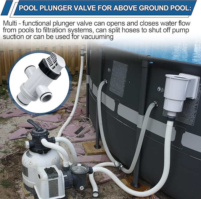 Pool Hose Plunger Valve for Intex Above Ground Pool and Pool Pump, Above Ground Swimming Pool Accessories 11872 Dual Split Hose Plunger Valve Replacement Parts for Intex Filter Circulation System