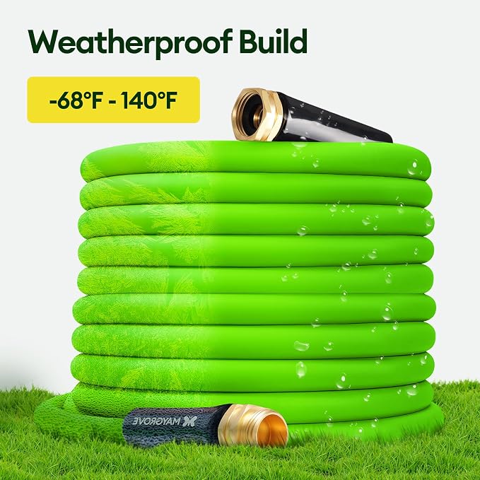 Maygrove 75 ft Garden Hose, 5/8 in ID, Heavy-Duty, Leakproof, Kink-Resistant Water Hose with Swivel Brass Fittings, 600 PSI Burst Rating, Ideal for Car Wash & Lawn Watering