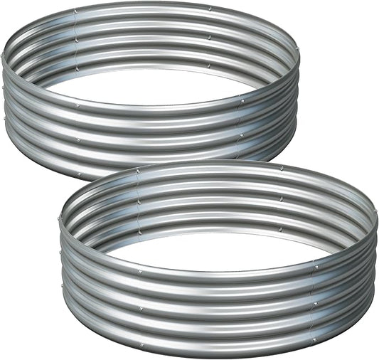 2Pack 4x4x1ft Galvanized Raised Garden Bed, Planter Raised Garden Beds Outdoor, Round Clearance Raised Garden Beds for Gardening Vegetables……