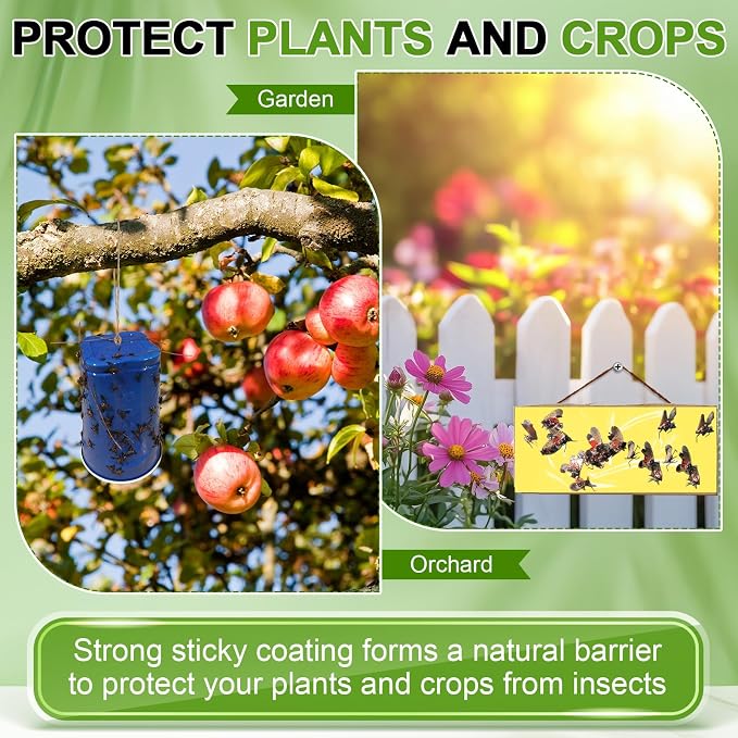 Qualirey 1 Pack Tangle Trap Sticky Coating with Brush, Insect Barrier Outdoor DIY Adhesive Traps Coating Lanternfly, Deerflies,for Gardens, Orchards and Around The Home to Protect Trees Plants (8 oz)