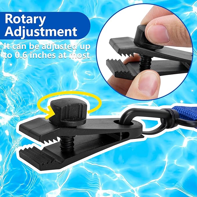 codree 36 Pcs Pool Solar Cover Reel Attachment Kit, Inground Swimming Pool Solar Cover Straps and Clips, Solar Blanket Strap Kit Including 12 Straps with Hooks, 12 Clips and 12 Touch Fastener (Blue)
