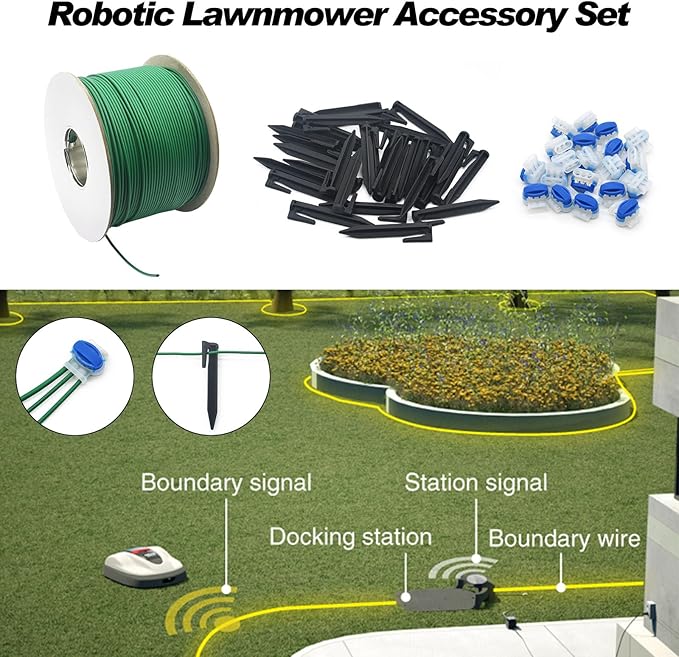 Universal 1000FT Robotic Mower Boundary Wire Automatic Lawnmower Perimeter Wire and 20FT Robotic Lawnmower Boundary Wire Splice Kit