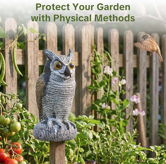 OFFO 2 Pack Fake Owl, Owl Statue for Garden and Yard Decoration, Weatherproof Plastic Outdoor Owl Decor for Porch Pool Patio Yard, 10-Inch Height, Long + Short Ear Owl
