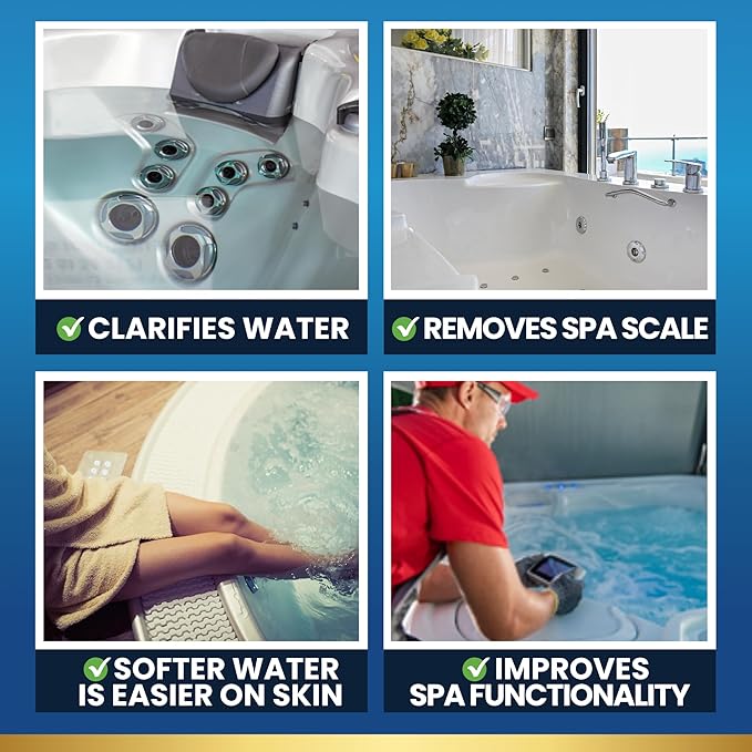 ADIOS! Hot Tub Hard Water Calcium Remover with Scale and Stain Clarifier, Soften Treat and Reduce Spa Deposits - 16oz (Pint)