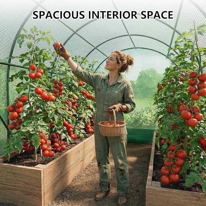 12×7×7 FT Greenhouses for Outdoors Heavy Duty, Large Walk in Green Houses for Outside with 6 Ventilated Mesh Windows & Roll-up Door & Reinforced Frame