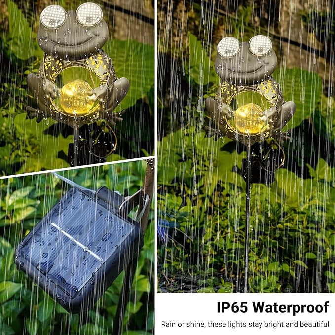 SRNPMIU Solar Lights Outdoor Decor, Solar Frog Yard Decorations Outdoor, Garden Decorative, IP65 Waterproof, Gifts for Women Mom, for Yard Patio Lawn Pathway Landscape