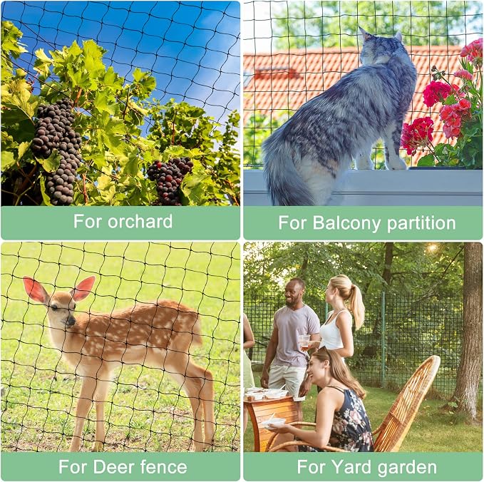 BSTPCOO 25'x25' Bird Netting for Chicken Coop, Nylon 3/4" Mesh Poultry Netting Chicken Net Roof Hawk, Aviary Net Deer Fence Pests Trellis Garden Nettings for Fruits Trees Plant