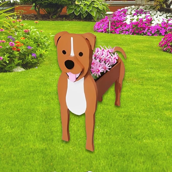 Staffordshire Bull Dog Planter Plant Pots,Cute Dog Flower Planter,Gifts for Pet Lovers,Unique Animal Plant Pots,Office,Indoor Outdoor Garden Decor(9.45 * 5.79 * 13.39in)