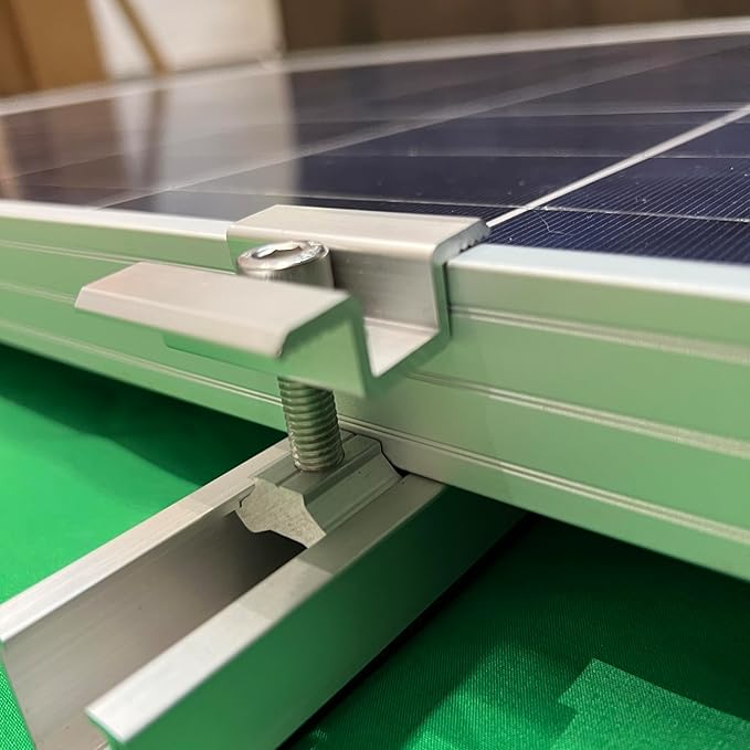 Solar Panel Mounting Brackets, Roof Mount Kit, Rails and Clamps Included for Thickness 1.18”-1.38”, 4pcs in A Row Assembly on Tin, Flat and Sheet Rooftop, Aluminum Alloy