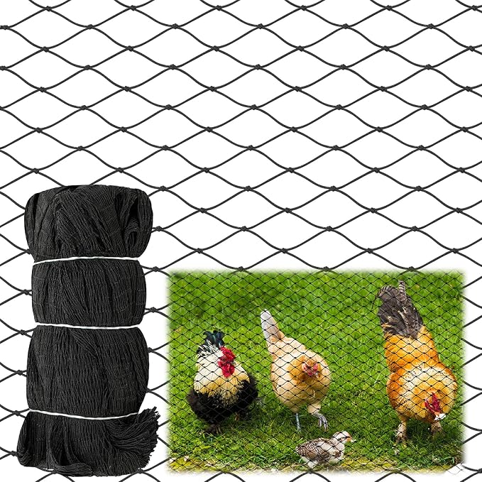 25 x 25 ft Aviary Bird Netting Chicken Netting Commercial Grade Heavy Duty Knotted 2 inch Mesh for Chicken Coops Poultry Blueberries Fruit Trees Net Aviary Garden