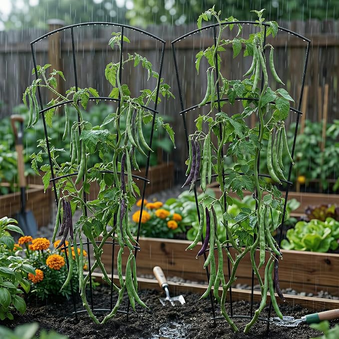 Thealyn 4 Pack 56" Metal Plant Trellis for Pots & Garden Beds, Rustproof Support for Indoor Outdoor Climbing Plants, Vines, Flowers, Fan Shaped, Black