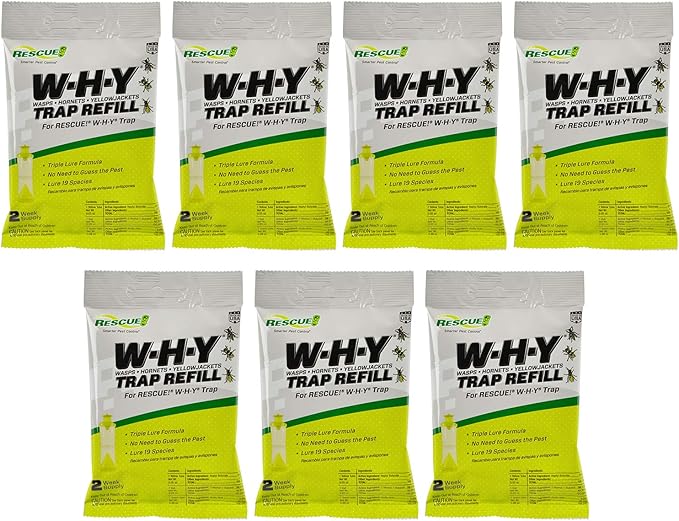 RESCUE! Non-Toxic Wasp, Hornet, Yellowjacket Trap (WHY Trap) Attractant Refill - 2 Week Refill - 7 Pack