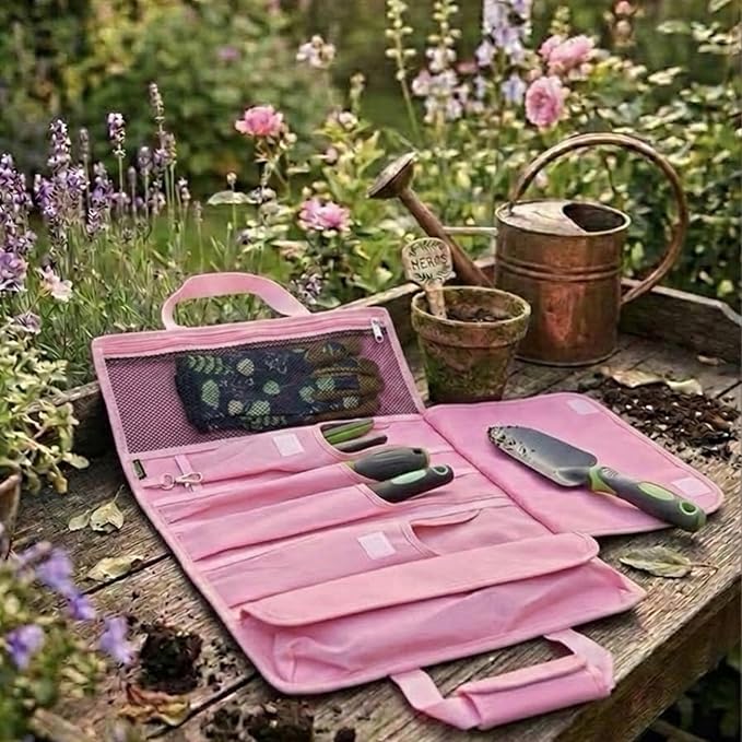 Garden Tool Bag, Roll-Up Garden Tool Holder with Deep Pockets | 900D Polyester Heavy Duty Gardening Tote | Compact Washable Organizer for Tools, Seeds, and Essentials (Tools Not Included)
