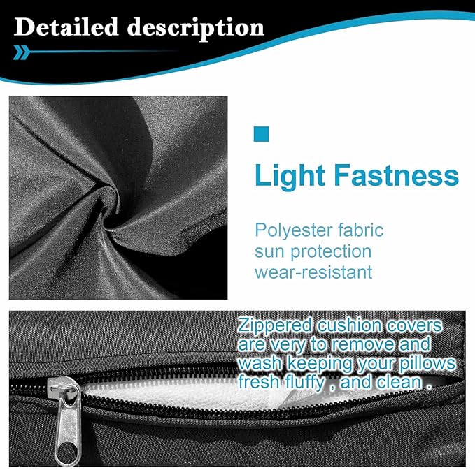 14Pcs Patio Cushion Covers Replacement Splashproof UV-Resistant Inelastic Covers with Zippers, Max Compatible 25.6x25.6x4inch Patio Cushion, for 7 Pcs Outdoor Patio Furniture Sets