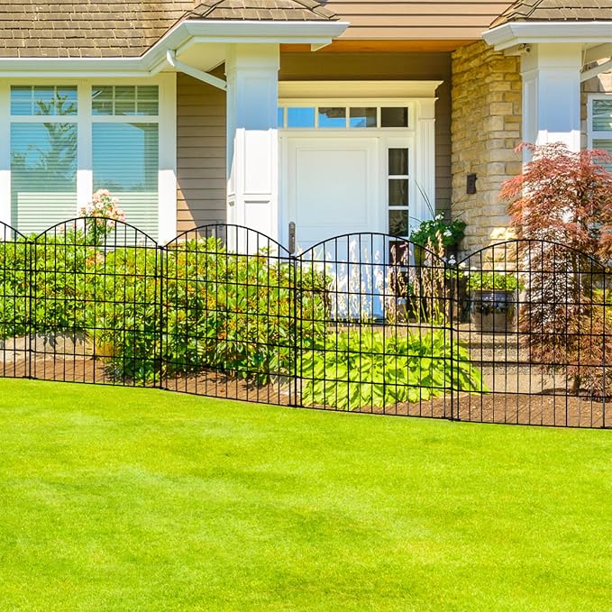 Thealyn Metal Garden Fence 32 inch H x 28 inch W (5 Panels, Total Length 11.6 ft) No Need Dig Rustproof Animal Barrier Fencing Border Fence for Dog, Patio,Yard, Landscape, Flower Bed