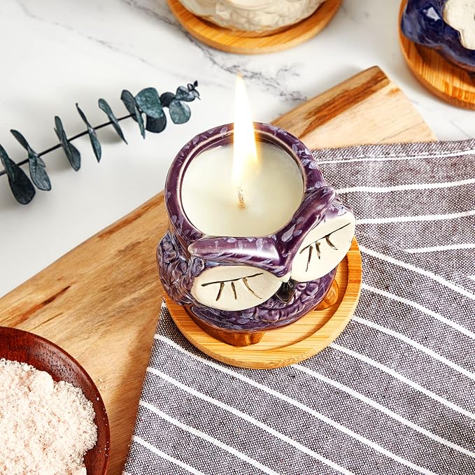 Kinforse Scented Candles Gifts for Ladies, Birthday Presents for Women,Owl Gifts for Women Lavender Candle, Best Friend Unique Happy Birthday Bath Candle Set Gift Ideas with Marbling Gift Box……