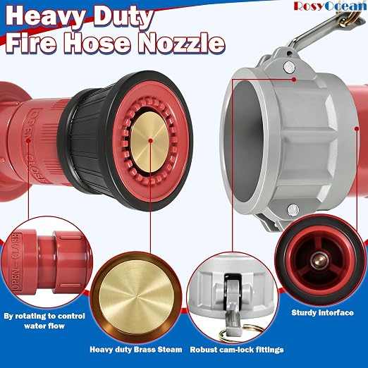 Heavey Duty 2 Inch Fire Hose Nozzle Thermoplastic Fire Equipment Industial Spray Jet Fog Nozzle with 2" Aluminum Camlock Fitting