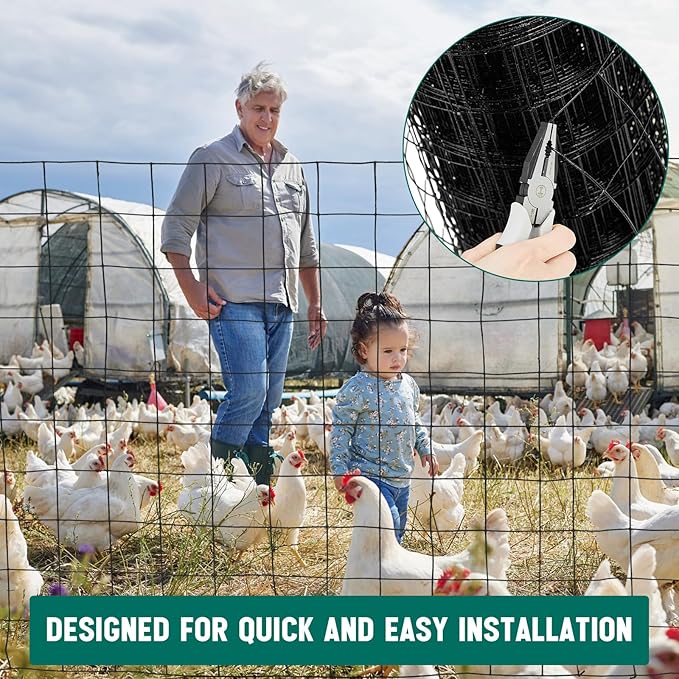 Gisafai 16 Gauge Galvanized Welded Wire Fence 4 ft x 50ft PVC Coated Hardware Cloth, 2.36" x 2.36" Mesh, Heavy Duty Garden Fencing Roll for Chicken, Dog Yard, Deer Cattle & Animal Protection(Black)