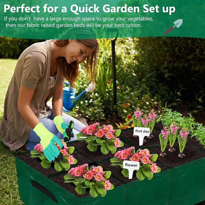 Caffox 2 Pack Fabric Raised Garden Bed, 4x2x0.8ft Plant Grow Bags for Flowers and Vegetables, 94 Gallon
