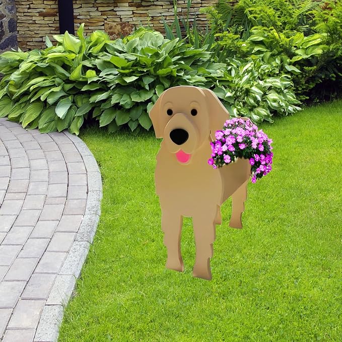 Golden Retriever Dog Planter Plant Pots,Cute Dog Flower Planter,Gifts for Pet Lovers,Unique Animal Plant Pots,Office,Indoor Outdoor Garden Decor