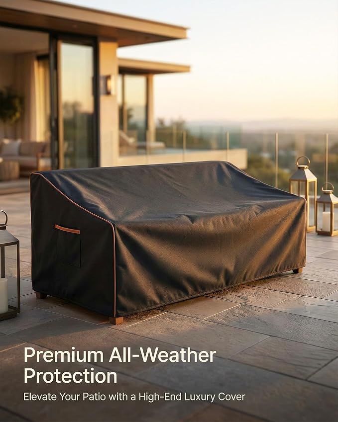 Outdoor Sofa Cover, Waterproof Patio Furniture Cover 80W x 42D x 33H inches Heavy Duty 600D Oxford Fabric Black
