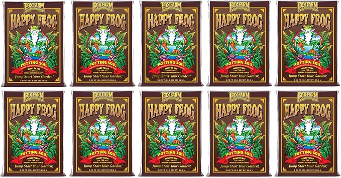 FoxFarm Happy Frog Potting Soil, 2cu ft (Pack of 10) - for Indoor/Outdoor Container Plants - Contains Mycorrhizae and Humic Acids