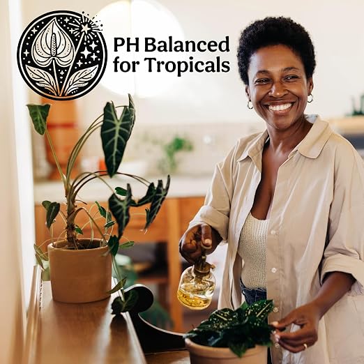 Organic Liquid Indoor Plant Food, Houseplant, Tropical & All-Purpose Indoor Plant Fertilizer, Organic Liquid Fertilizer 5-5-5 with Sea Kelp 32oz Treats 220 Gallons of Water