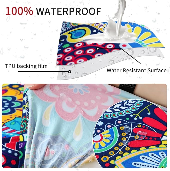 FORCHEER Waterproof Patio Cushion Covers 20x20 Boho Printed Stretch Outdoor Cushion Covers for Patio Furniture, Wicker Rattan Sofa Covers Set of 3