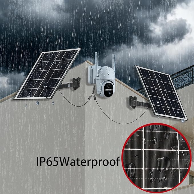 5V 16W Solar Panel for Security Camera IP65 Waterproof USB Solar Panel Charger Type-C Port、Micro USB Port＆DC Port Solar Sanels for Cameras with 9.8ft Charging Cable(8W black-2pack)