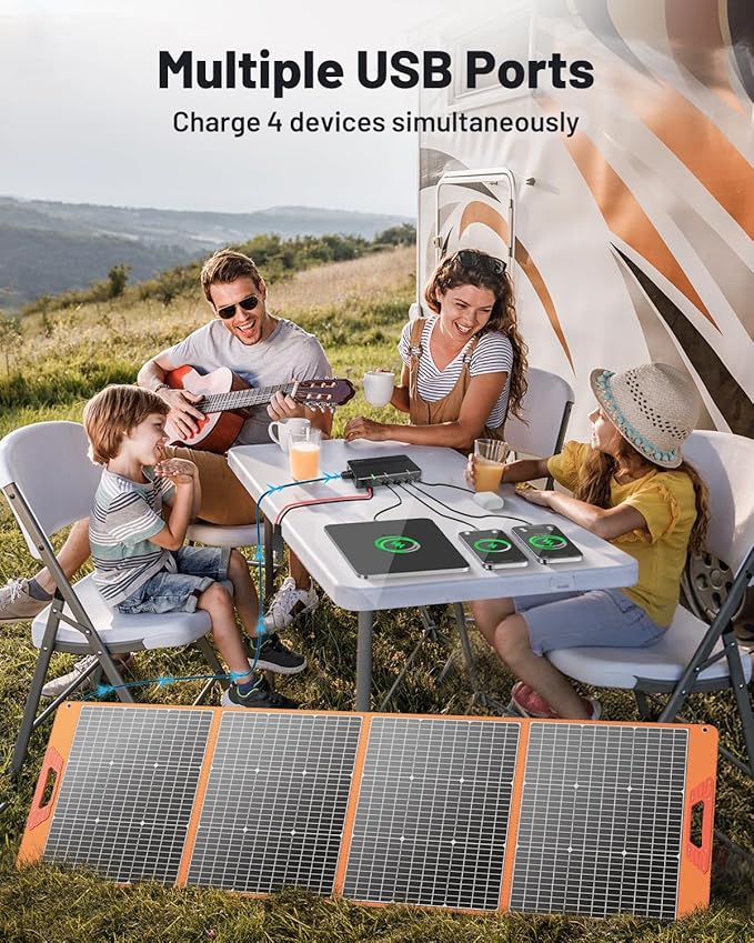SOLUPUP 200 Watt Portable Solar Panel for Power Station, 24% High Efficiency Foldable Solar Charger with MC4 & USB Outputs, IP66 Waterproof Solar Panels with 4 Kickstands for Trip RV Camping Off Grid