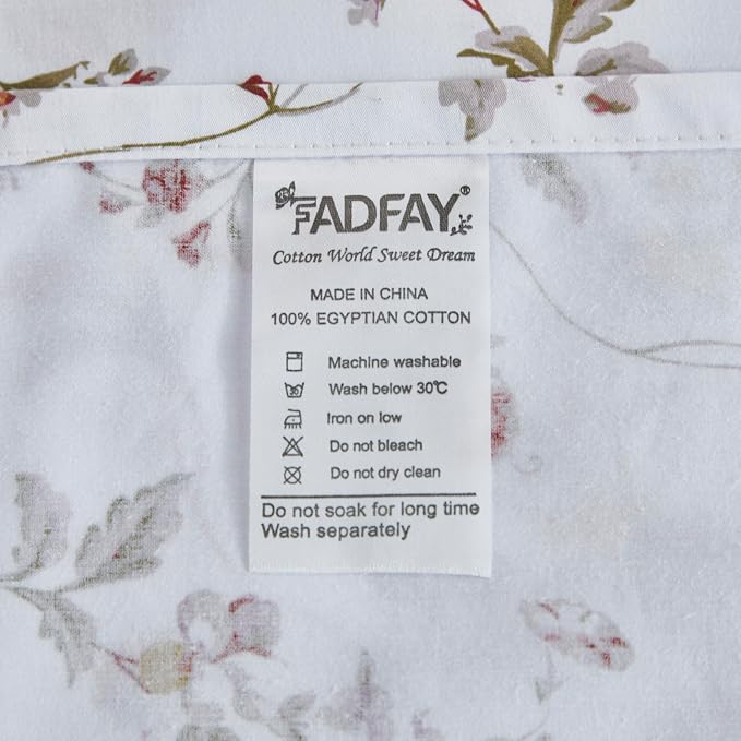 FADFAY Sheets Set King Rustic Pink Floral Botanical Bedding Set Luxury 100% Egyptian Cotton Bed Sheet Set Soft Breathable for All Season Bedoom Decor with 17.7 Deep Pocket Fitted Sheet, King Size