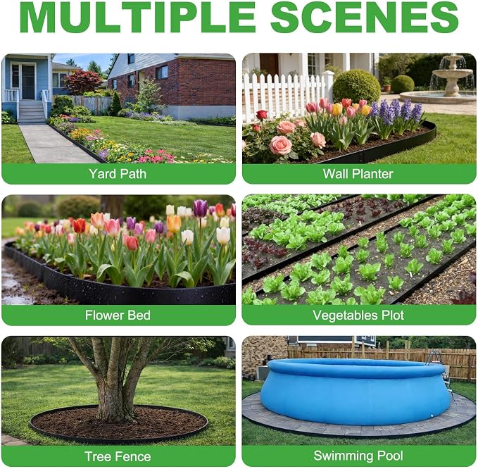 8-Pack Metal Landscape Edging (26ft Total), 40" x 6.5" Steel Garden Edging Border w/ 8 Stakes, Rustproof Hammer-in Edging for Landscaping, Lawn, Yard, Tree Rings, Flower Beds